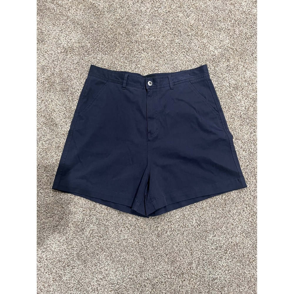 Finisterre Organic Cotton Navy Blue Utility Shorts Womens 16 High Rise Stretch